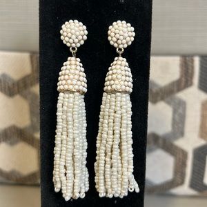 White seed bead tassel dangle earrings baublebar
